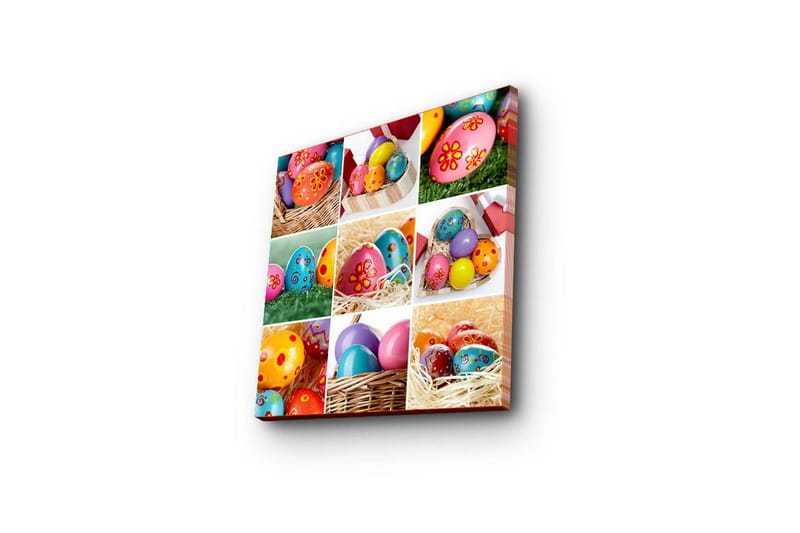 Canvastavla 45x45 cm - Färgglada påskägg i olika mönster och färger - Rosa / Blå / Gul - Inredning & dekor - Tavlor & konst - Canvastavla