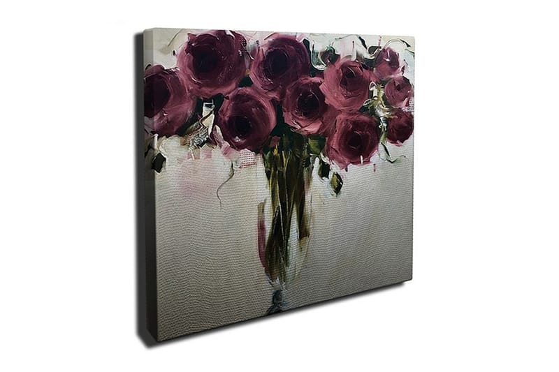 Canvastavla 45x45 cm - Färgrik bukett av rosor - Mörkröd / Grön / Beige - Inredning & dekor - Tavlor & konst - Canvastavla