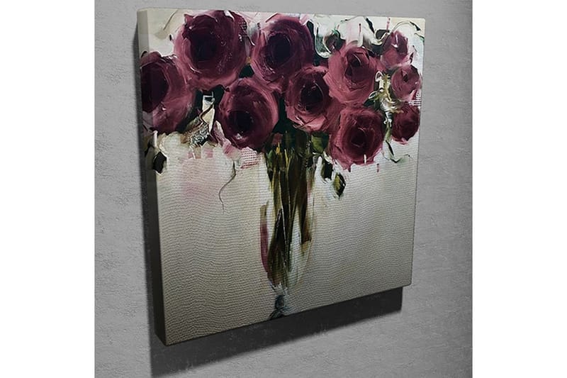 Canvastavla 45x45 cm - Färgrik bukett av rosor - Mörkröd / Grön / Beige - Inredning & dekor - Tavlor & konst - Canvastavla