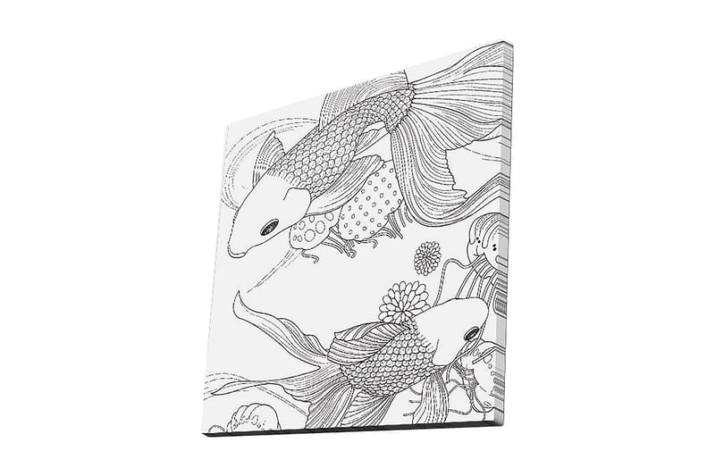 Canvastavla 45x45 cm - Fina koi-fiskar i en lekfull komposition, Svart / Vitt