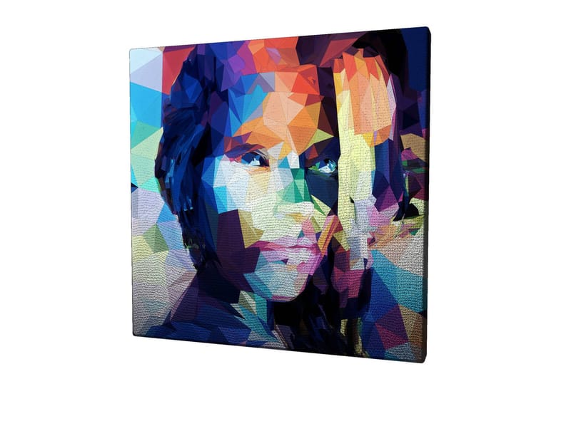 Canvastavla 45x45 cm - Geometrisk porträtt av en kvinna i färgglad stil - Blå / Röd / Grön - Inredning & dekor - Tavlor & konst - Canvastavla