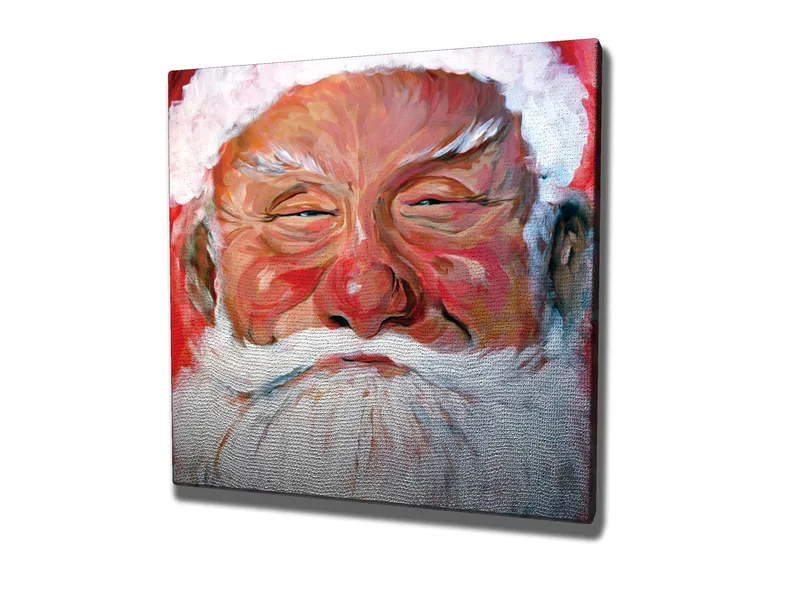 Canvastavla 45x45 cm - Glad jultomte med vit skägg och röd bakgrund - Röd / Vit / Hudfärg - Inredning & dekor - Tavlor & konst - Canvastavla