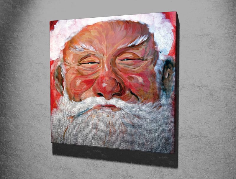 Canvastavla 45x45 cm - Glad jultomte med vit skägg och röd bakgrund - Röd / Vit / Hudfärg - Inredning & dekor - Tavlor & konst - Canvastavla
