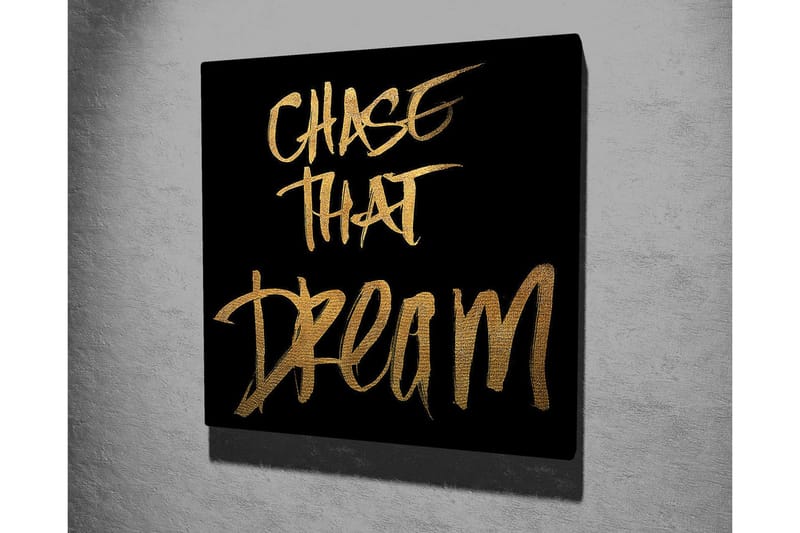 Canvastavla 45x45 cm - Inspirerande text med budskapet att följa sina drömmar - Guld / Svart - Inredning & dekor - Tavlor & konst - Canvastavla