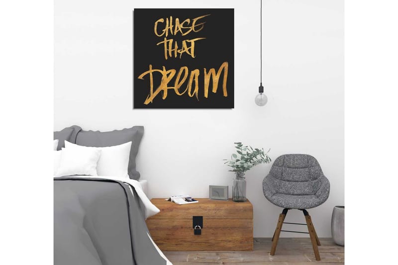 Canvastavla 45x45 cm - Inspirerande text med budskapet att följa sina drömmar - Guld / Svart - Inredning & dekor - Tavlor & konst - Canvastavla