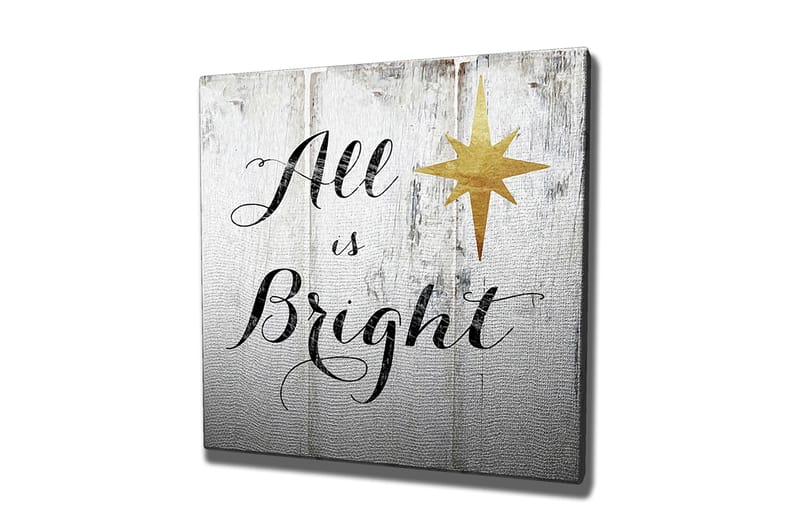 Canvastavla 45x45 cm - Inspirerande text med stjärna på träpanel - Vit / Svart / Guld - Inredning & dekor - Tavlor & konst - Canvastavla