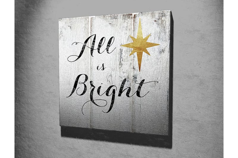 Canvastavla 45x45 cm - Inspirerande text med stjärna på träpanel - Vit / Svart / Guld - Inredning & dekor - Tavlor & konst - Canvastavla