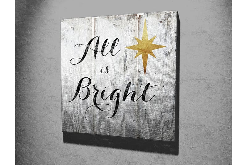 Canvastavla 45x45 cm - Inspirerande text med stjärna på träpanel - Vit / Svart / Guld - Inredning & dekor - Tavlor & konst - Canvastavla