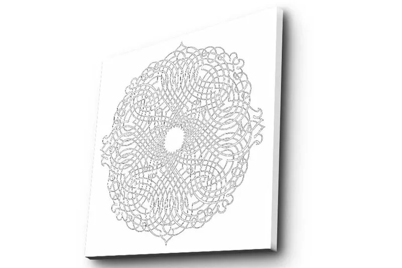 Canvastavla 45x45 cm - Intrikat mandala i vit och grå nyans - Vit / Grå - Inredning & dekor - Tavlor & konst - Canvastavla