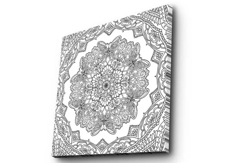 Canvastavla 45x45 cm - Intrikat mandala med detaljerade mönster och former - Svart / Vitt - Inredning & dekor - Tavlor & konst - Canvastavla