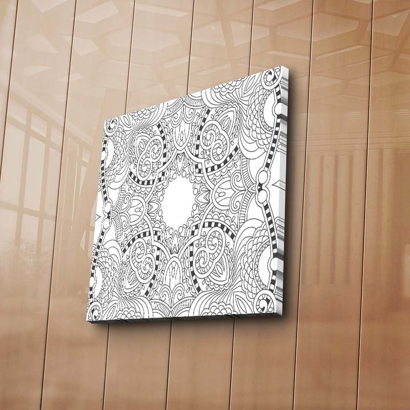 Canvastavla 45x45 cm - Intrikat mandala med detaljerade mönster - Svart / Vitt - Inredning & dekor - Tavlor & konst - Canvastavla