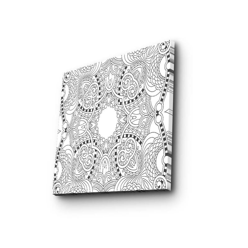 Canvastavla 45x45 cm - Intrikat mandala med detaljerade mönster - Svart / Vitt - Inredning & dekor - Tavlor & konst - Canvastavla