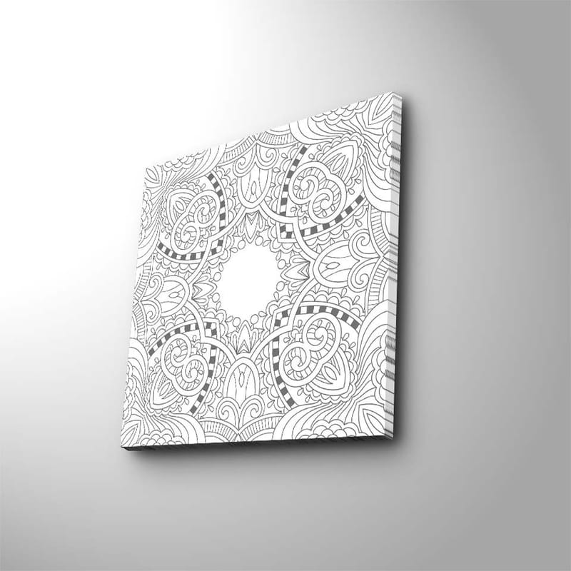 Canvastavla 45x45 cm - Intrikat mandala med detaljerade mönster - Vit / Svart - Inredning & dekor - Tavlor & konst - Canvastavla