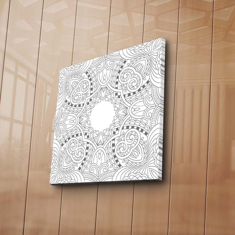 Canvastavla 45x45 cm - Intrikat mandala med detaljerade mönster - Vit / Svart - Inredning & dekor - Tavlor & konst - Canvastavla