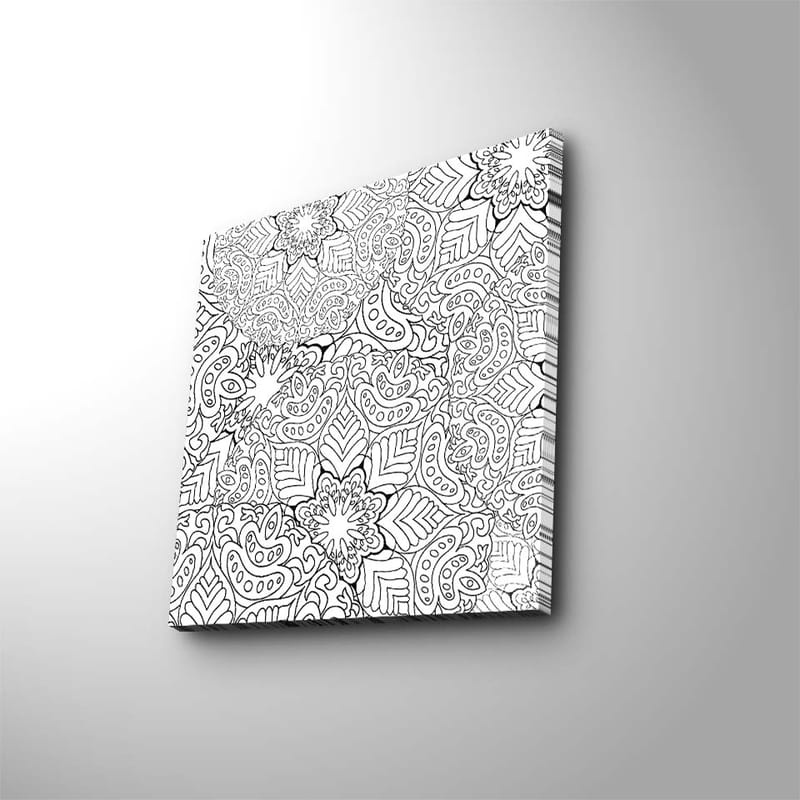 Canvastavla 45x45 cm - Intrikat mönster av blommor och blad - Svart / Vitt - Inredning & dekor - Tavlor & konst - Canvastavla