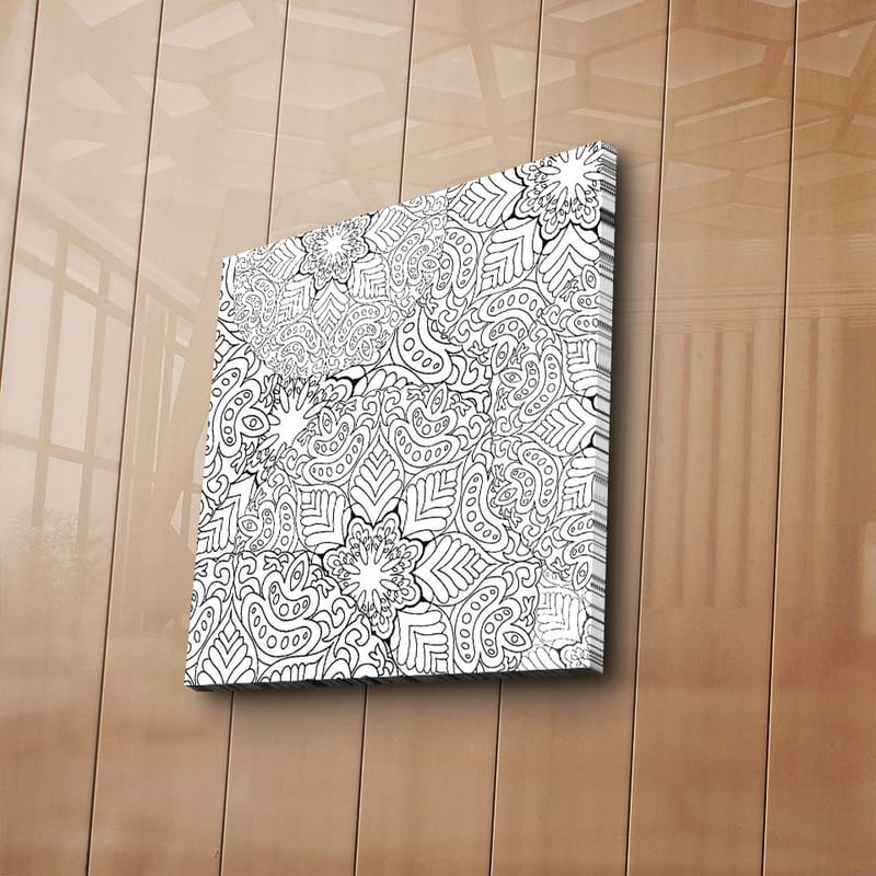 Canvastavla 45x45 cm - Intrikat mönster av blommor och blad - Svart / Vitt - Inredning & dekor - Tavlor & konst - Canvastavla