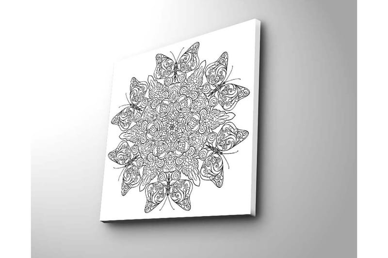 Canvastavla 45x45 cm - Intrikat mönster av fjärilar och blommor - Svart / Vitt - Inredning & dekor - Tavlor & konst - Canvastavla