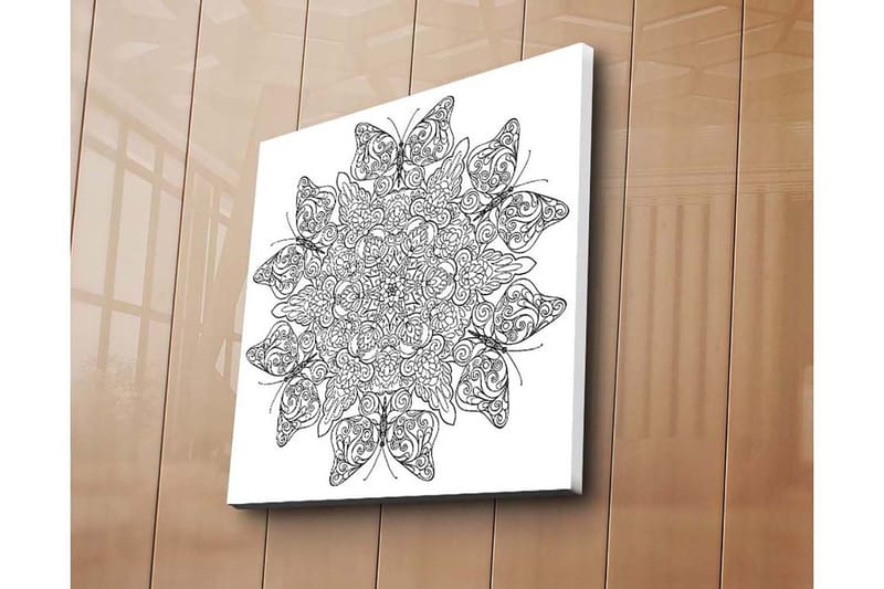 Canvastavla 45x45 cm - Intrikat mönster av fjärilar och blommor - Svart / Vitt - Inredning & dekor - Tavlor & konst - Canvastavla