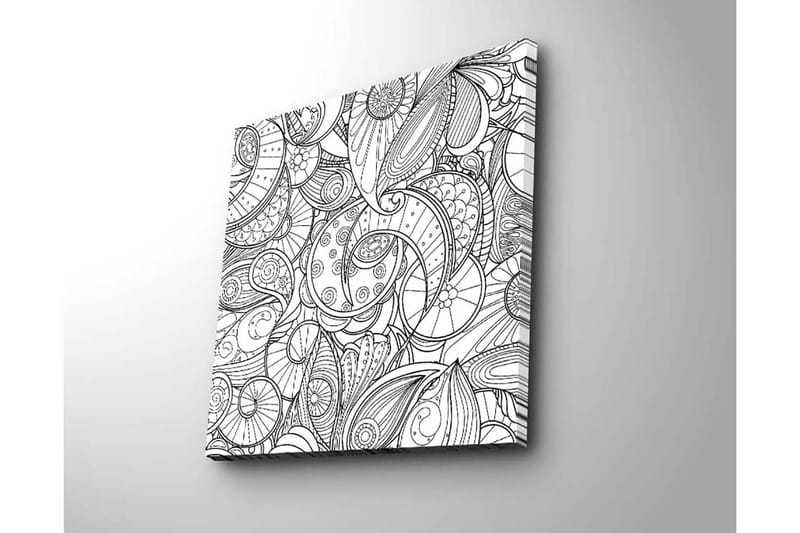 Canvastavla 45x45 cm - Intrikat mönster av snäckor och svängda linjer - Svart / Vitt - Inredning & dekor - Tavlor & konst - Canvastavla