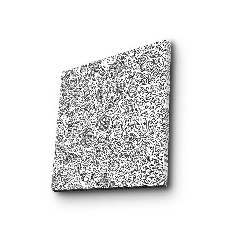 Canvastavla 45x45 cm - Intrikat mönster av svarta linjer och former - Svart / Vitt - Inredning & dekor - Tavlor & konst - Canvastavla