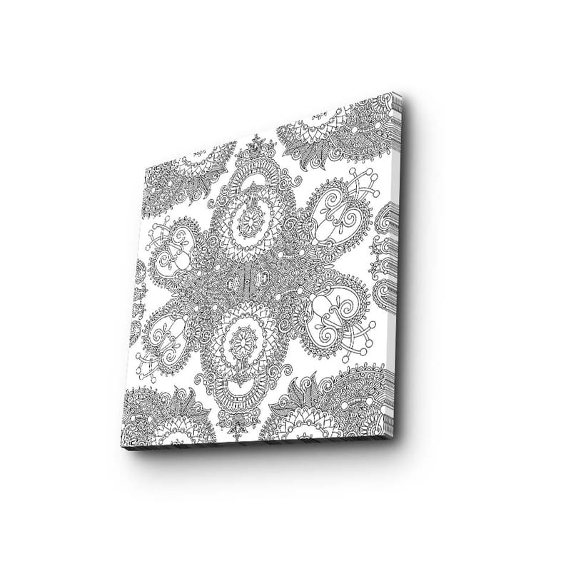Canvastavla 45x45 cm - Intrikat mönster av svarta linjer på vit bakgrund - Svart / Vit - Inredning & dekor - Tavlor & konst - Canvastavla