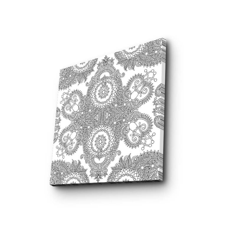 Canvastavla 45x45 cm - Intrikat mönster av svarta linjer på vit bakgrund - Svart / Vit - Inredning & dekor - Tavlor & konst - Canvastavla