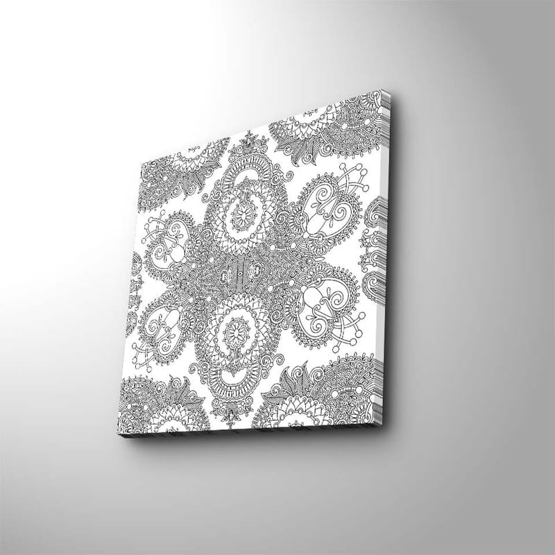 Canvastavla 45x45 cm - Intrikat mönster av svarta linjer på vit bakgrund - Svart / Vit - Inredning & dekor - Tavlor & konst - Canvastavla