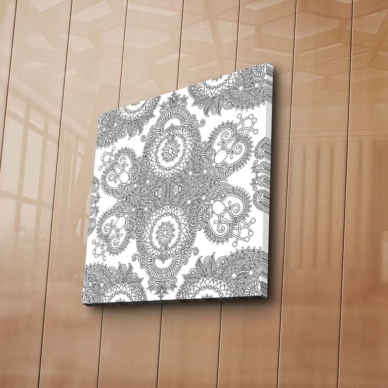 Canvastavla 45x45 cm - Intrikat mönster av svarta linjer på vit bakgrund - Svart / Vit - Inredning & dekor - Tavlor & konst - Canvastavla