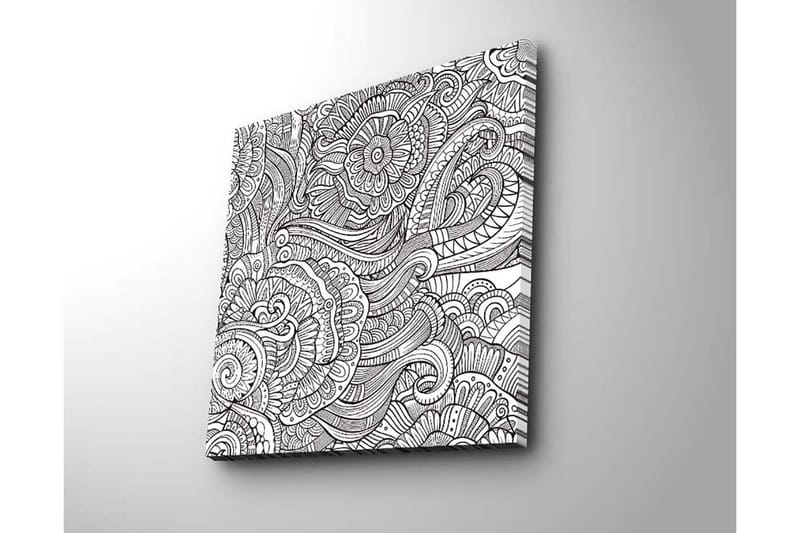 Canvastavla 45x45 cm - Intrikat mönster med blommor och svängda linjer - Svart / Vitt - Inredning & dekor - Tavlor & konst - Canvastavla