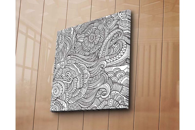 Canvastavla 45x45 cm - Intrikat mönster med blommor och svängda linjer - Svart / Vitt - Inredning & dekor - Tavlor & konst - Canvastavla