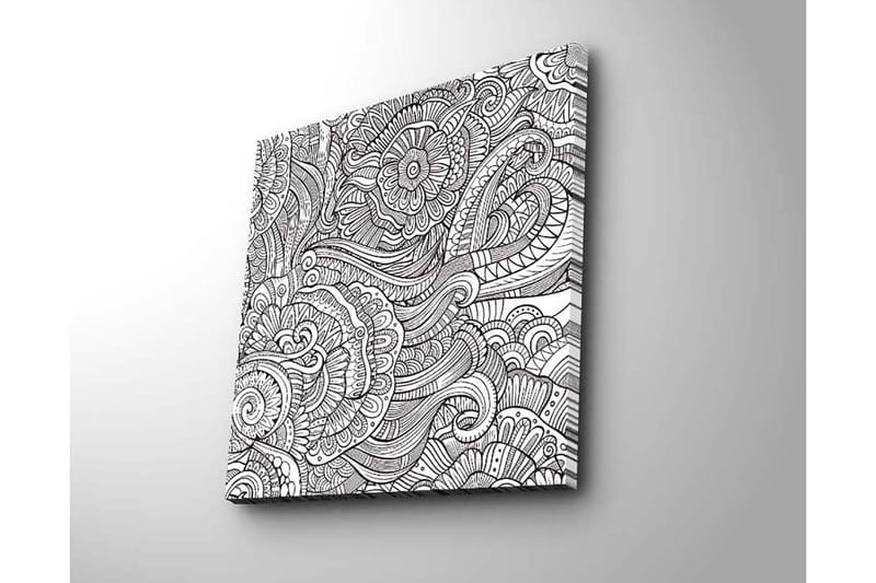 Canvastavla 45x45 cm - Intrikat mönster med blommor och svängda linjer - Svart / Vitt - Inredning & dekor - Tavlor & konst - Canvastavla