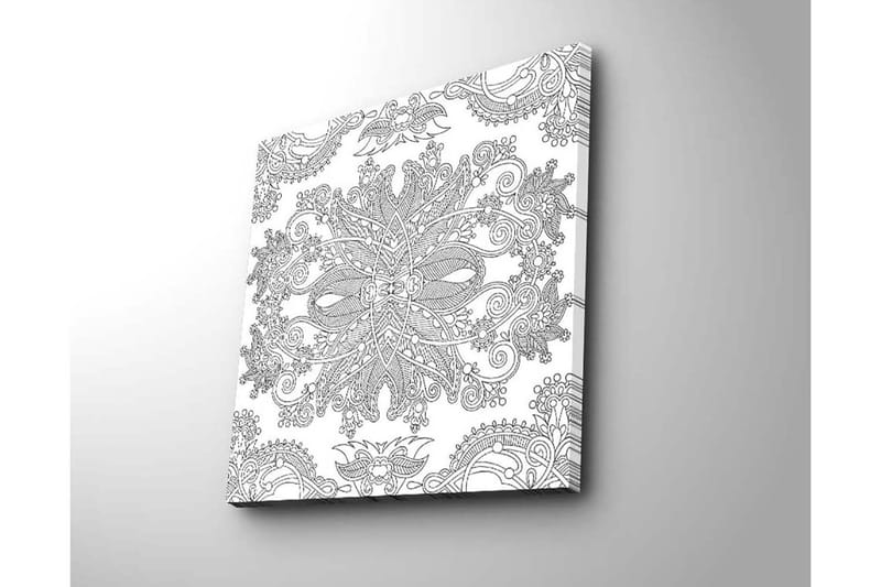 Canvastavla 45x45 cm - Intrikat mönster med florala och geometriska inslag - Svart / Vitt - Inredning & dekor - Tavlor & konst - Canvastavla
