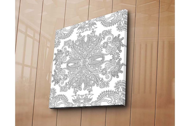 Canvastavla 45x45 cm - Intrikat mönster med florala och geometriska inslag - Svart / Vitt - Inredning & dekor - Tavlor & konst - Canvastavla