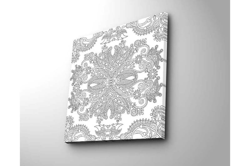 Canvastavla 45x45 cm - Intrikat mönster med florala och geometriska inslag - Svart / Vitt - Inredning & dekor - Tavlor & konst - Canvastavla