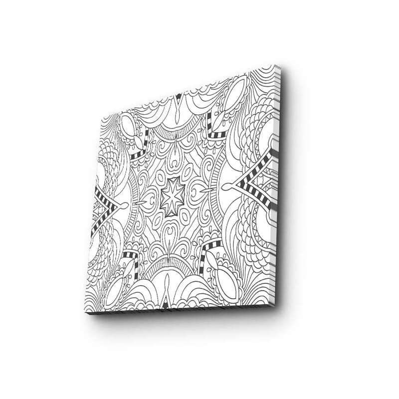 Canvastavla 45x45 cm - Intrikat mönster med geometriska former och linjer - Svart / Vitt - Inredning & dekor - Tavlor & konst - Canvastavla