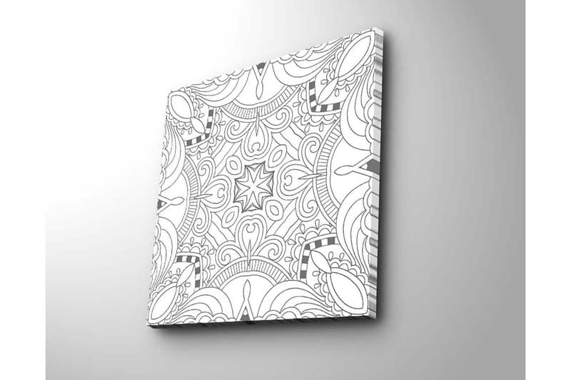 Canvastavla 45x45 cm - Intrikat mönster med geometriska former och linjer - Svart / Vitt - Inredning & dekor - Tavlor & konst - Canvastavla