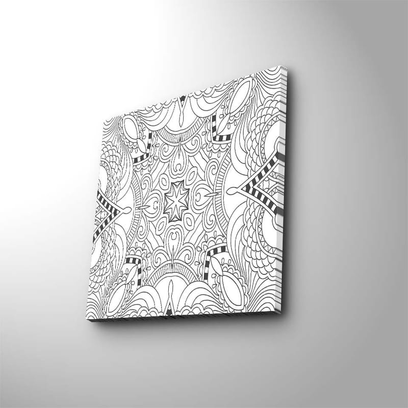 Canvastavla 45x45 cm - Intrikat mönster med geometriska former och linjer - Svart / Vitt - Inredning & dekor - Tavlor & konst - Canvastavla