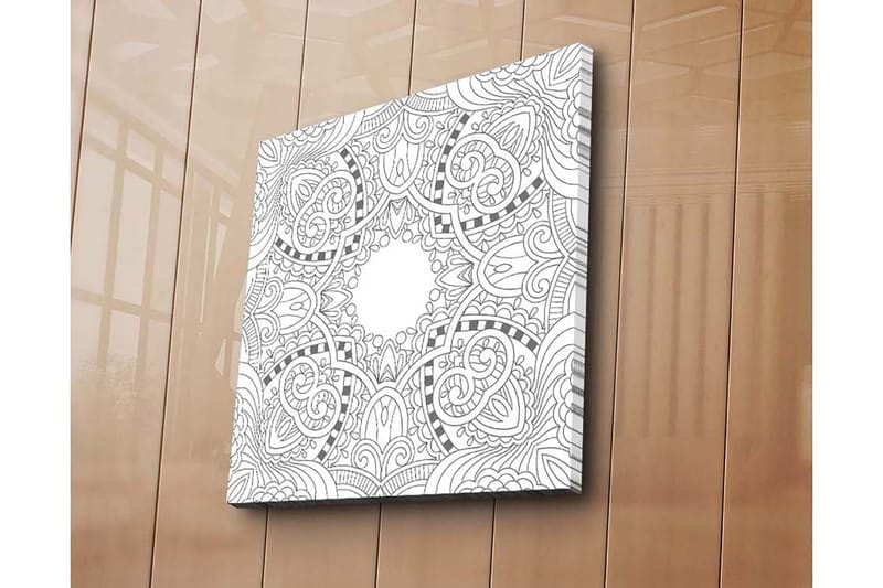 Canvastavla 45x45 cm - Intrikat mönster med geometriska och organiska former - Svart / Vitt - Inredning & dekor - Tavlor & konst - Canvastavla