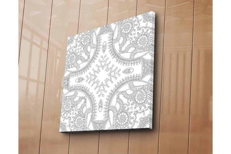 Canvastavla 45x45 cm - Intrikat mönster med geometriska och organiska former - Svart / Vitt - Inredning & dekor - Tavlor & konst - Canvastavla