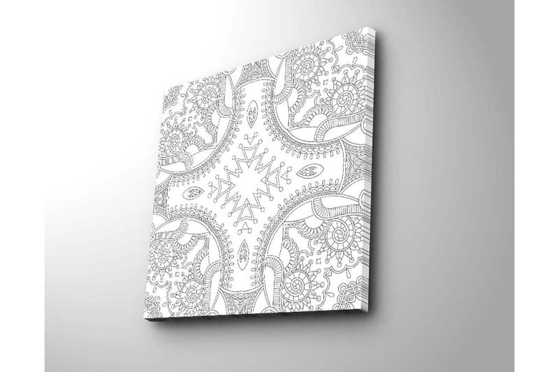 Canvastavla 45x45 cm - Intrikat mönster med geometriska och organiska former - Svart / Vitt - Inredning & dekor - Tavlor & konst - Canvastavla