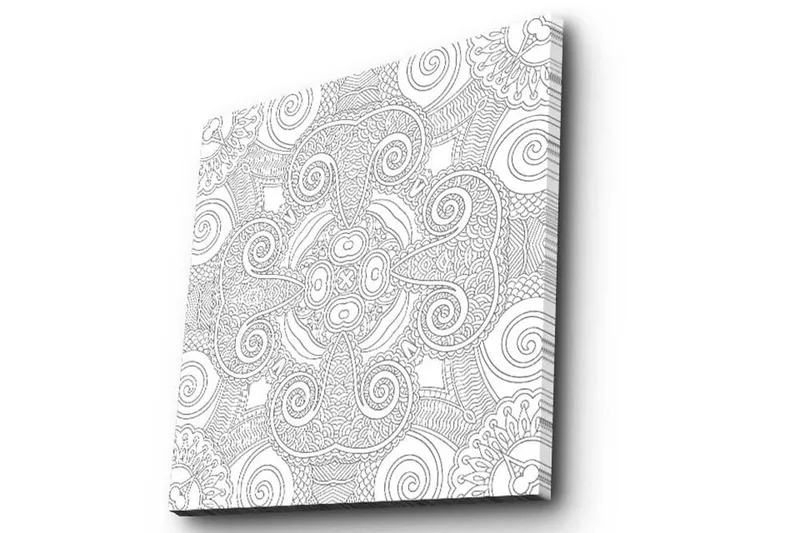 Canvastavla 45x45 cm - Intrikat mönster med svängda linjer och spiraler - Vit / Svart - Inredning & dekor - Tavlor & konst - Canvastavla