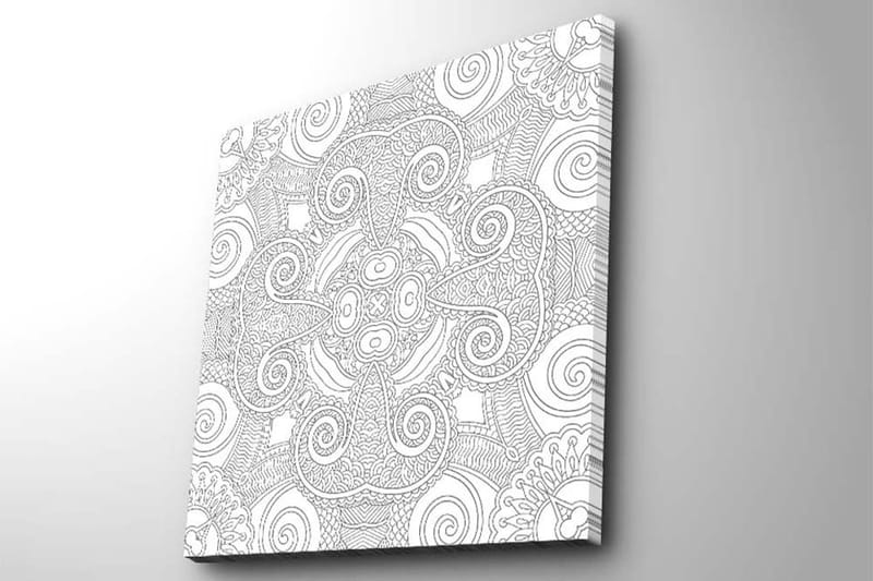 Canvastavla 45x45 cm - Intrikat mönster med svängda linjer och spiraler - Vit / Svart - Inredning & dekor - Tavlor & konst - Canvastavla