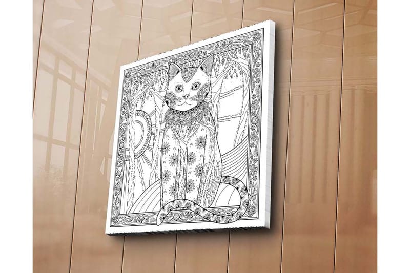 Canvastavla 45x45 cm - Katt med detaljerad mönstring och ornamentik - Svart / Vitt - Inredning & dekor - Tavlor & konst - Canvastavla