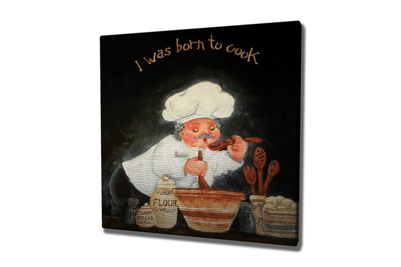Canvastavla 45x45 cm - Kock som rör om i en skål med ingredienser - Vit / Orange / Svart - Inredning & dekor - Tavlor & konst - Canvastavla