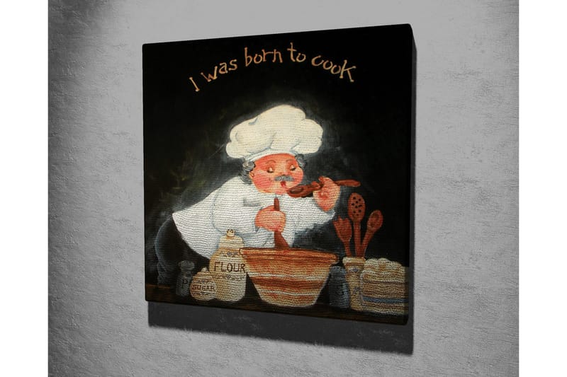 Canvastavla 45x45 cm - Kock som rör om i en skål med ingredienser - Vit / Orange / Svart - Inredning & dekor - Tavlor & konst - Canvastavla