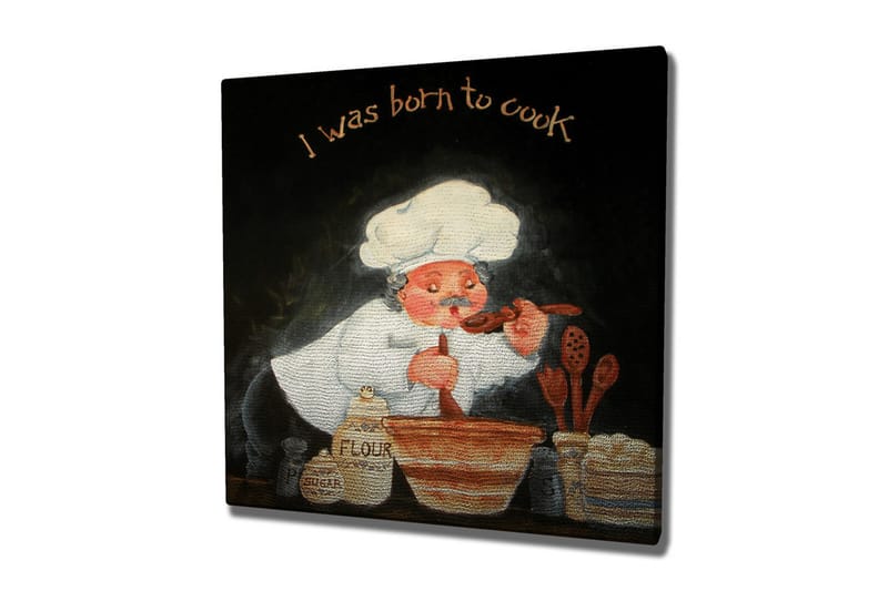 Canvastavla 45x45 cm - Kock som rör om i en skål med ingredienser - Vit / Orange / Svart - Inredning & dekor - Tavlor & konst - Canvastavla