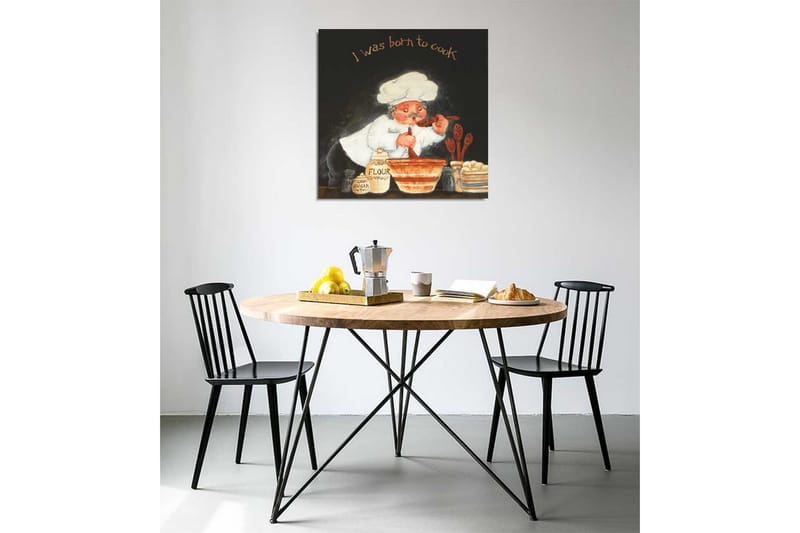 Canvastavla 45x45 cm - Kock som rör om i en skål med ingredienser - Vit / Orange / Svart - Inredning & dekor - Tavlor & konst - Canvastavla