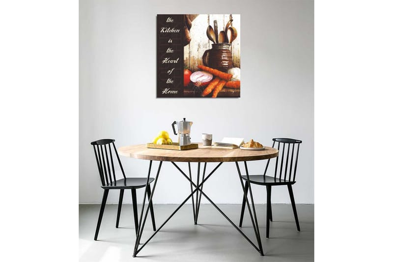 Canvastavla 45x45 cm - Kökstillbehör med grönsaker och köksredskap - Röd / Orange / Brun - Inredning & dekor - Tavlor & konst - Canvastavla