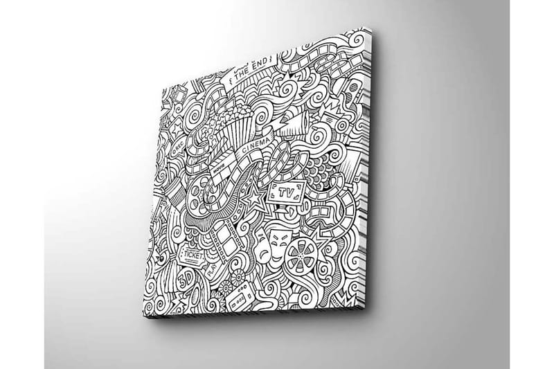 Canvastavla 45x45 cm - Kreativ komposition med film- och teaterrelaterade symboler - Svart / Vitt - Inredning & dekor - Tavlor & konst - Canvastavla
