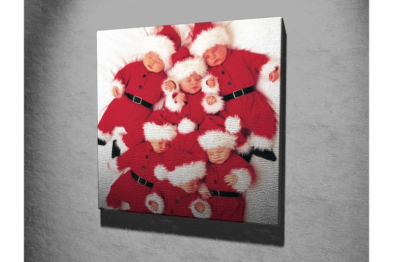 Canvastavla 45x45 cm - Lekfull samling av barn i tomtedräkter - Röd / Vit - Inredning & dekor - Tavlor & konst - Canvastavla